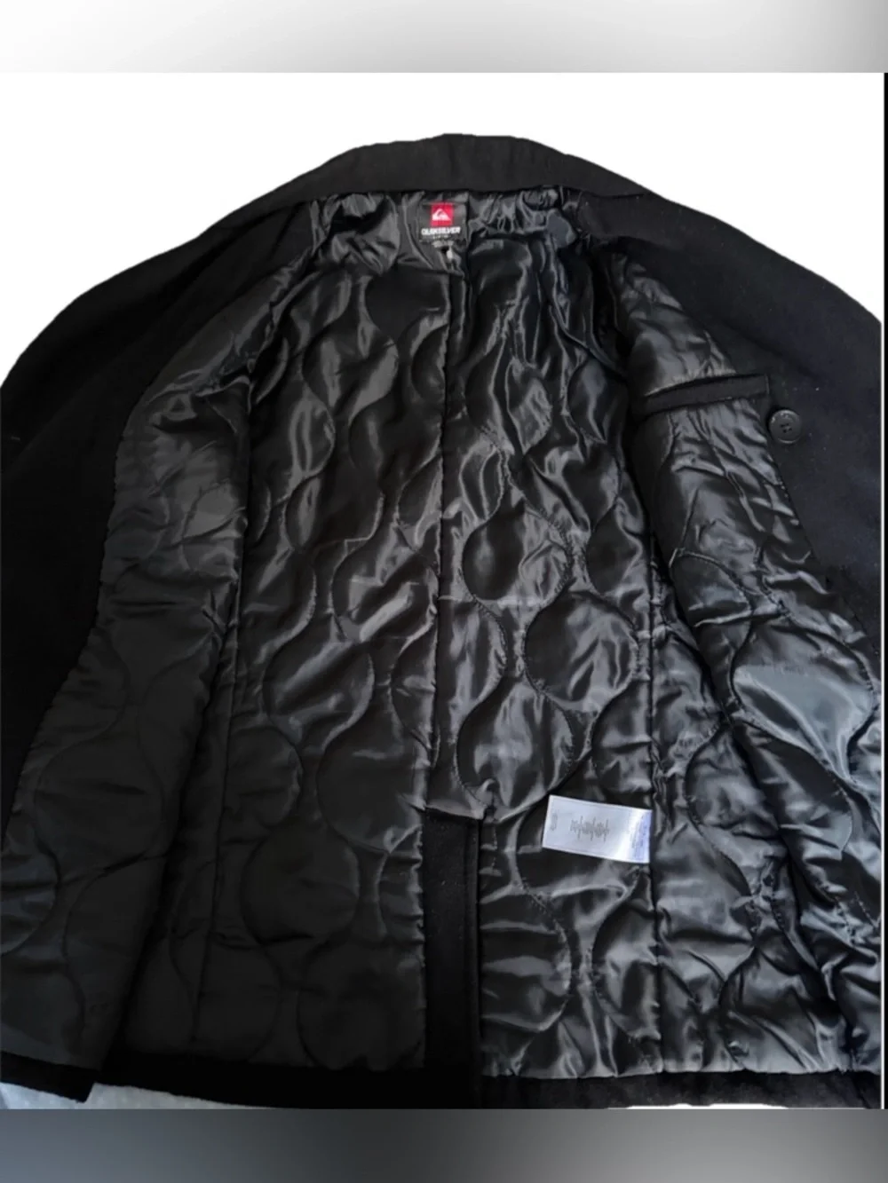 Quiksilver Men's Black Double-Breasted Wool Peacoat - Picture 3 of 5